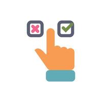 Hand choosing between yes and no checkboxes vector