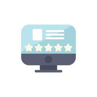 Desktop computer showing customer review with five star rating system vector