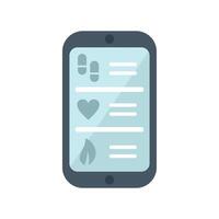 Smartphone showing health monitoring app interface with heart and leaf symbols vector