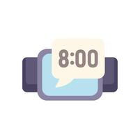 Smart watch is showing eight o'clock on screen with speech bubble notification vector