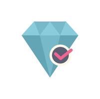 Blue diamond getting checked symbol with a check mark vector