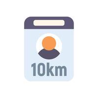 Running race bib number with 10km distance and avatar icon vector