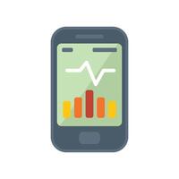 Mobile phone showing heartbeat rate and statistics chart on screen vector