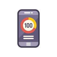 Smartphone showing 100 percent circle pie chart on screen vector