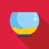 Round empty fishbowl standing on stand with sand on bottom vector