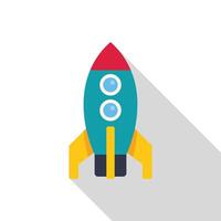 Cartoon spaceship blasting off to outer space vector
