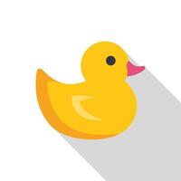 Yellow rubber duck toy floating on water with long shadow vector