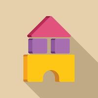 Colorful toy house made of geometric shapes creating long shadow vector