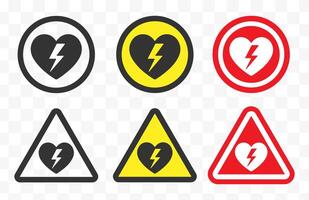 AED emergency defibrillator icon sign symbol. First aid Automated external defibrillator. icon set illustration. Isolated on white background. vector