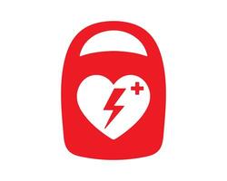 AED emergency defibrillator icon sign symbol. First aid Automated external defibrillator. Isolated on white background. vector