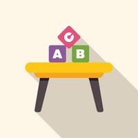 Colorful alphabet blocks resting on a tiny table for educational playtime vector