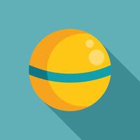 Yellow rubber ball for playing with a blue stripe casting a shadow on a blue background vector