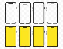 Realistic smartphone mockup icon symbol collection. Mobile phone logo sign. Device front view. illustration image. Isolated on white background. vector