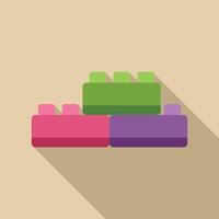 Three colorful toy bricks stacked on top of each other creating a small wall vector
