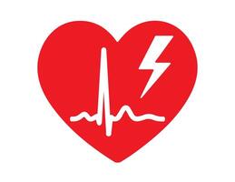 AED emergency defibrillator icon sign symbol. First aid Automated external defibrillator. heart flash illustration. Isolated on white background. vector