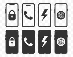 Realistic smartphone mockup icon symbol. Mobile phone logo sign. Device front view. Symbol icon set illustration image. Isolated on white background. vector