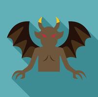 Scary devil character spreading wings in flat design vector