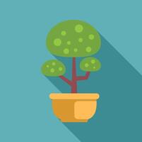 Small tree growing in a pot casting a long shadow vector