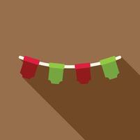 Red and green flags hanging on a string for party decoration vector