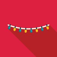String of colorful lights hanging on a red background vector
