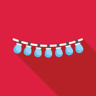 Christmas lights string hanging on cable decoration