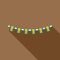 Colorful bunting flags hanging on rope are creating festive mood vector
