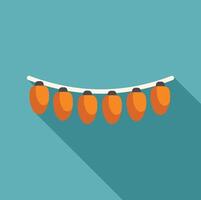 Row of paper lanterns hanging on a string with a long shadow vector