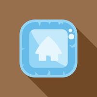 Blue square app icon showing home button with long shadow vector