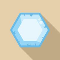Blue hexagon ice floe floating with long shadow vector