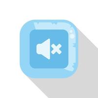 Blue square app icon showing muted speaker symbol vector