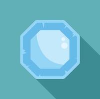 Blue octagon ice block shining with glare light vector