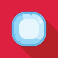 Ice button for game interface with long shadow on red background vector