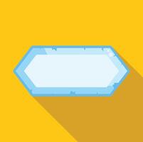 Blue hexagon ice crystal button game asset showing a long shadow vector