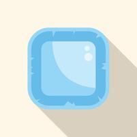 Blue square button with cracks showing long shadow vector