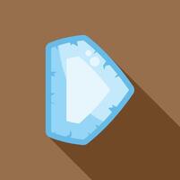 Light blue cartoon shield with cracks casting shadow on brown background vector