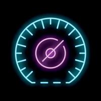 Neon sign representing speedometer showing progress and performance vector