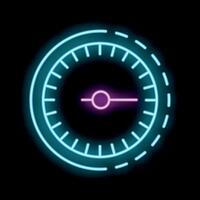 Neon icon of clock or timer showing time passing by with segments vector