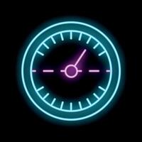 Neon clock showing half past the hour on black background vector