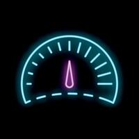 Neon sign representing speedometer showing progress on black background vector