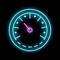 Neon sign showing a pressure gauge measuring device on a black background vector