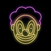 Neon sign representing a smiling clown face on black background vector