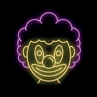 Neon sign representing a smiling clown face with colorful lights vector