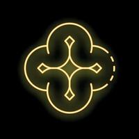 Glowing golden neon light forming a symmetrical geometrical shape with four circles interlaced vector