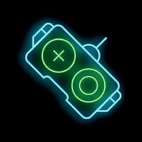 Glowing neon sign representing a virtual reality set on a black background vector