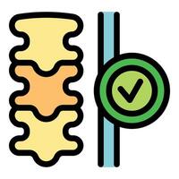 Healthy spine symbol showing vertebrae with checkmark vector