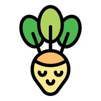 Cute turnip smiling with closed eyes icon vector
