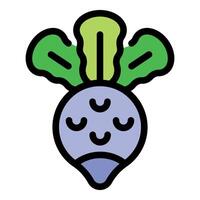 Fresh turnip root vegetable icon showing three leaves vector