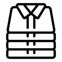 Stack of folded shirts line art icon depicting laundry day vector
