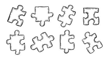 A set of puzzle pieces in different shapes vector
