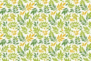 Pattern with green and yellow curry leaves on a white background vector